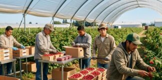 SE NECESITAN PEONES/AS AGRÍCOLAS PARA GRANJA (COSECHA Y EMPAQUETADO DE FRAMBUESAS), POCA EXPERIENCIA. PAGO $19.75 POR HORA Peones Agrícolas en Estados Unidos Empleo en Estados Unidos USA jobs farm workers Trabajadores agrícolas en Estados Unidos Cosecha y empaquetado de frambuesas Empleos Urgentes